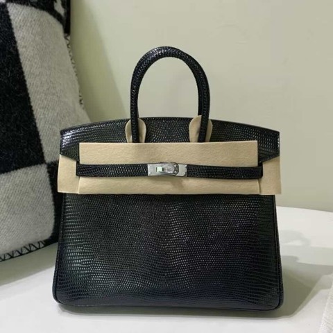Hermès Birkin 25 Lizard Black – Palladium Hardware