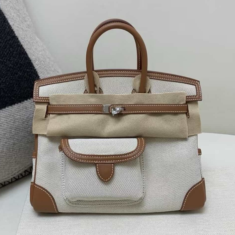Hermès Birkin 25 Cargo Canvas with Swift Gold Brown – Palladium Hardware