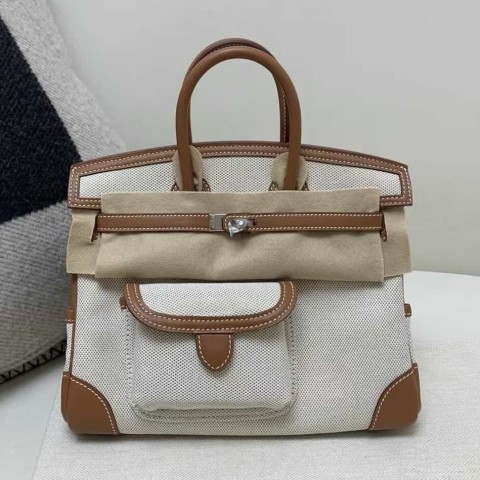 Hermès Birkin 25 Cargo Canvas with Swift Gold Brown – Palladium Hardware