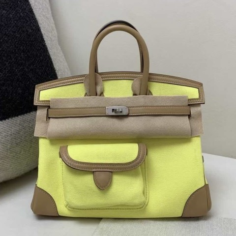 Hermès Birkin 25 Cargo Canvas with Swift Lemon Yellow – Palladium Hardware