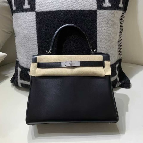 Hermès Kelly 25 Box Black – Palladium Hardware