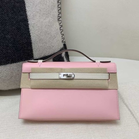 Hermès Mini Kelly I Swift 3Q Rose Sakura with Craie – Palladium Hardware