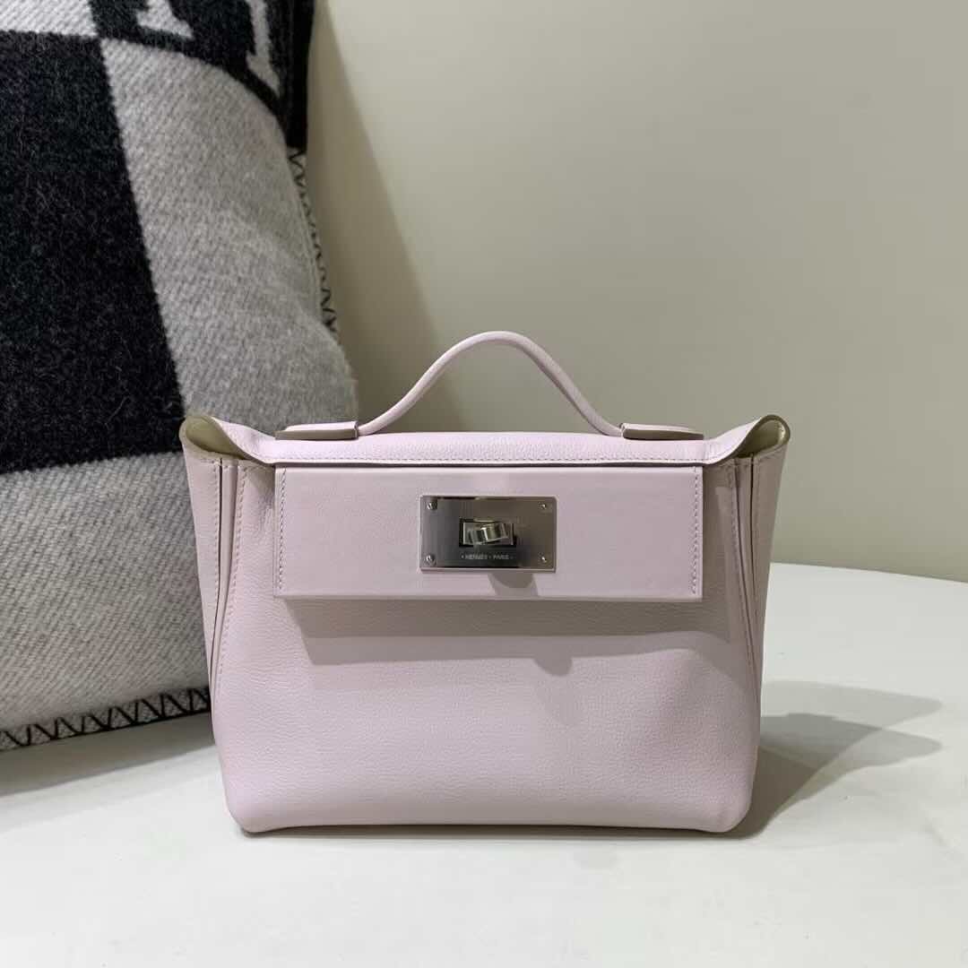 Hermès Mini Kelly 24/24 Evercolor with Swift 09 Dreamy Purple – Palladium Hardware