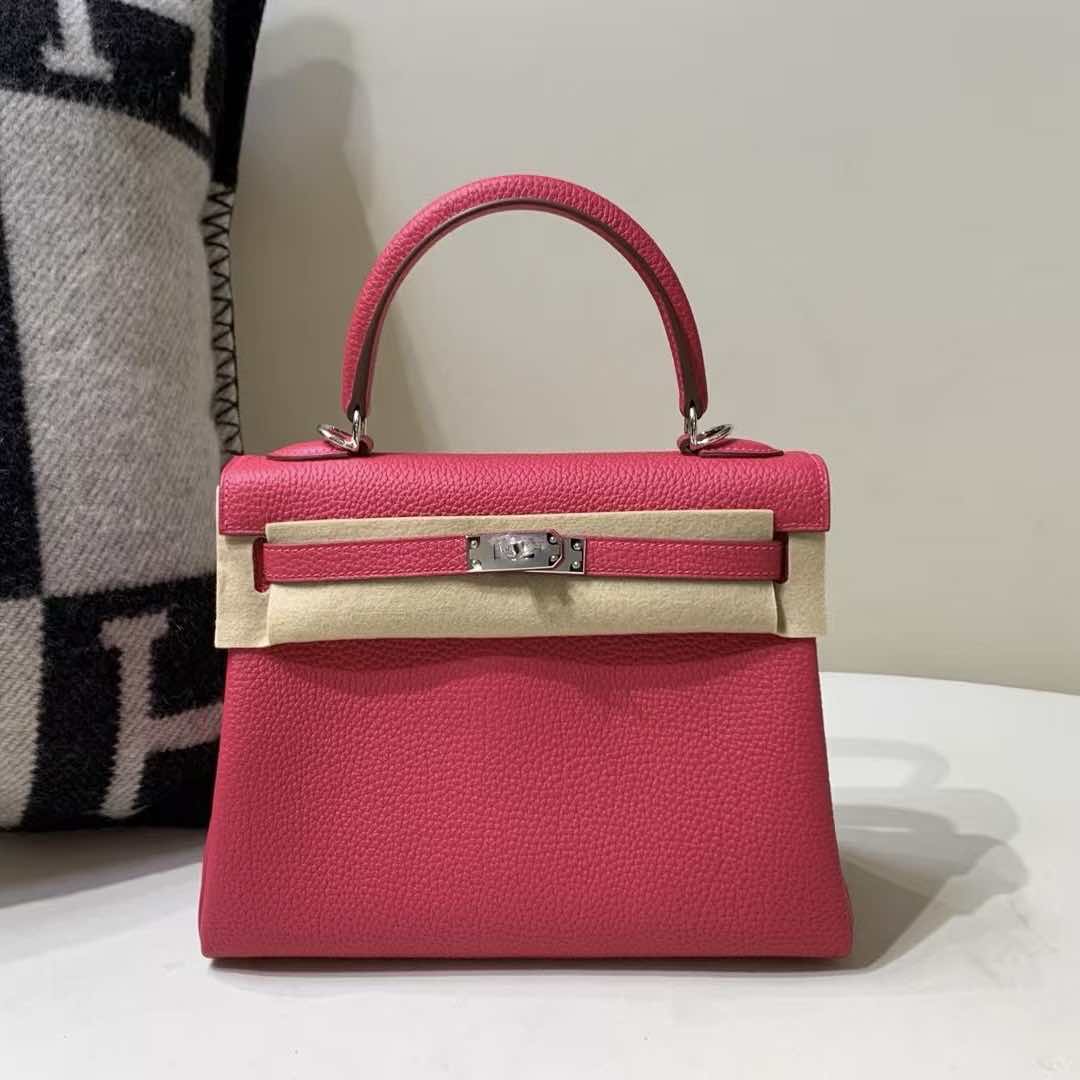 Hermès Kelly 25 Rose Jaipur Clemence Palladium Hardware