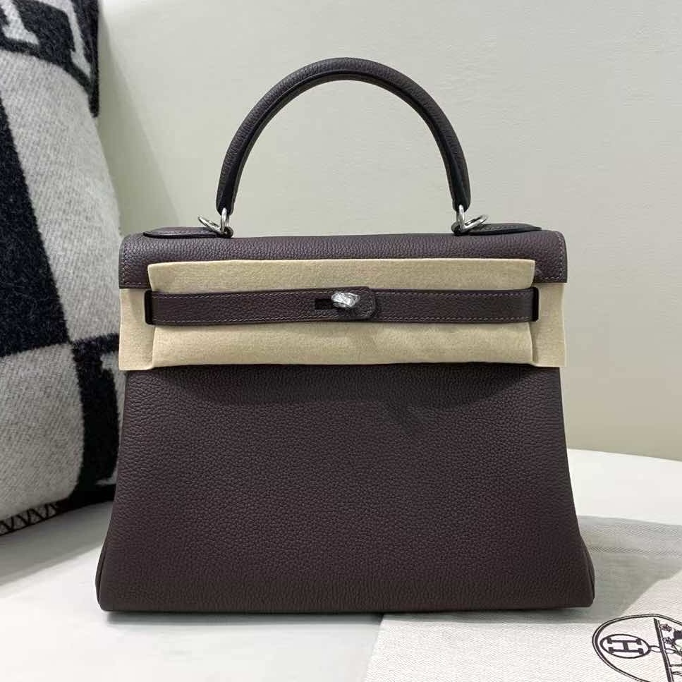 Hermès Kelly25 Clemence Ébène x Palladium Hardware