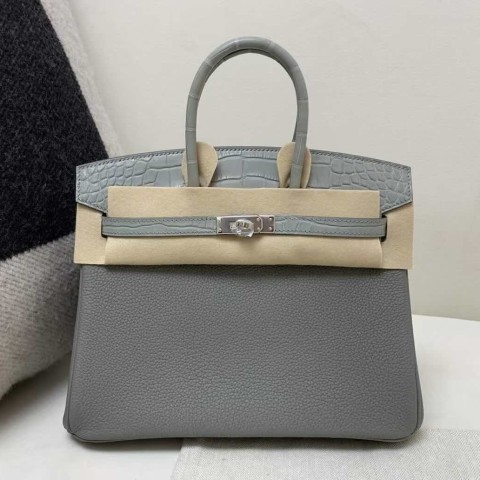 Hermès Birkin 25 Gris Mouette Togo & Alligator Mississippiensis