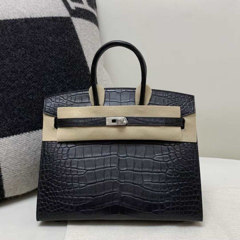 Hermès Birkin 20 Crocodile Noir Palladium Hardware (Matte finish)