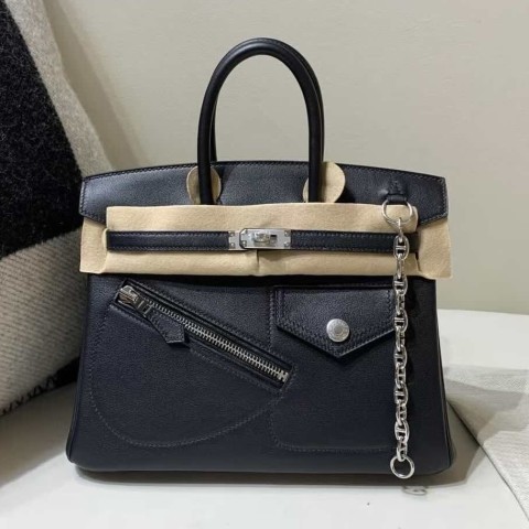 Hermès Birkin 25 Cargo Rock in Noir Swift with Palladium Hardware