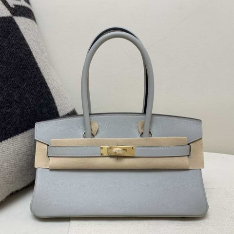 Hermès Birkin 29 Retourne Gris Pale Evercolor with Gold Hardware