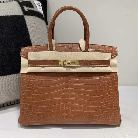Hermès Birkin 30 Fauve Barenia Matte Alligator with Gold Hardware