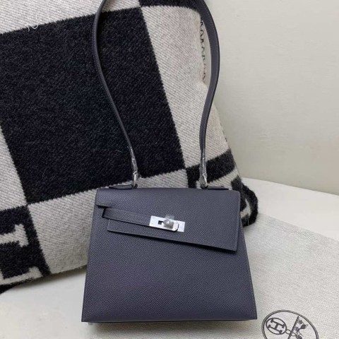 Hermès Kelly 20 Mini Desordre in Gris Foncé Epsom with Palladium Hardware