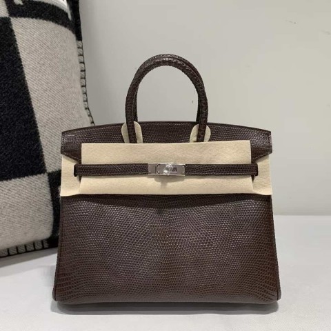 Hermès Birkin 25 Lizard Chocolate with Palladium Hardware