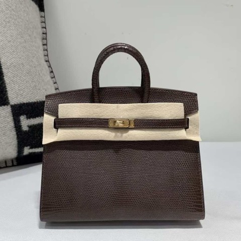 Hermès Birkin 25 Lizard Chocolate with Gold Hardware