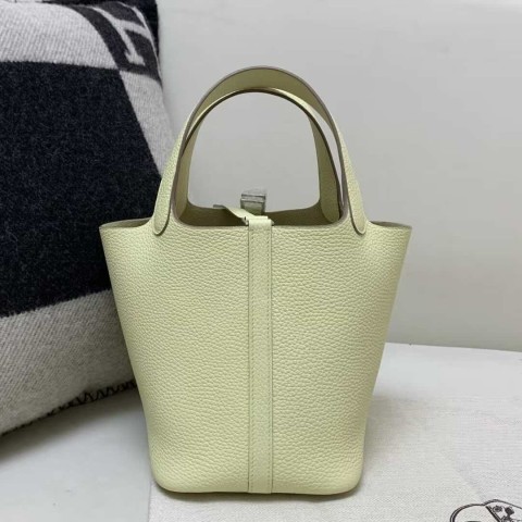 Hermès Picotin Lock 22 Lime Clemence Leather