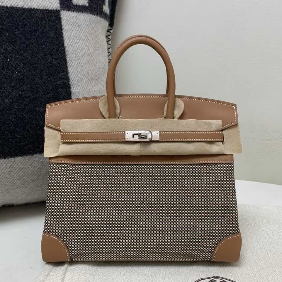 Hermès Birkin30 Toile Goéland and Swift Gold with Palladium Hardware