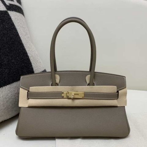Hermès Shoulder Birkin 29 Evercolor Etoupe with Gold Hardware