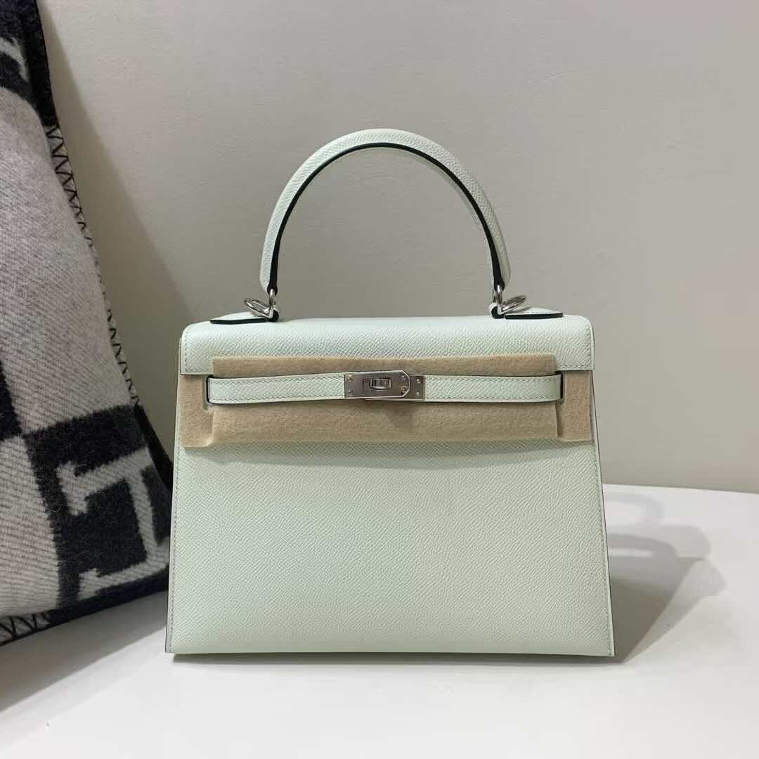 Hermès Kelly 25 Sellier Epsom Vert Fizz with Palladium Hardware