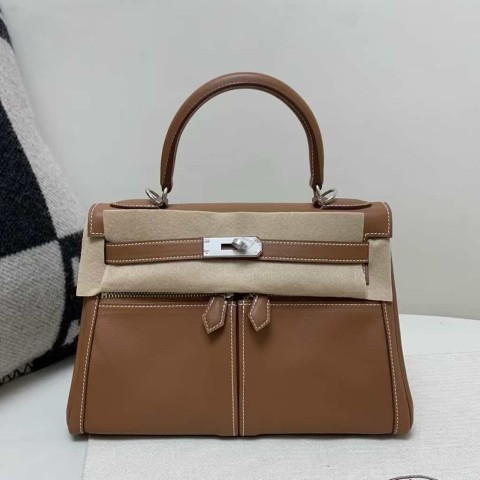 Hermès Kelly Lakis 32 Retourne Swift Gold with Palladium Hardware