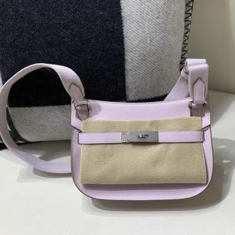 Hermès Mini Jypsière 20 Mauve Pale Swift with Palladium Hardware