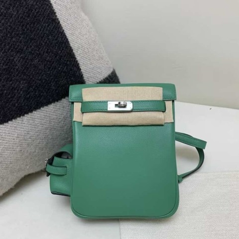 Hermès Kelly Jump Backpack Vert Jade Swift with Palladium Hardware