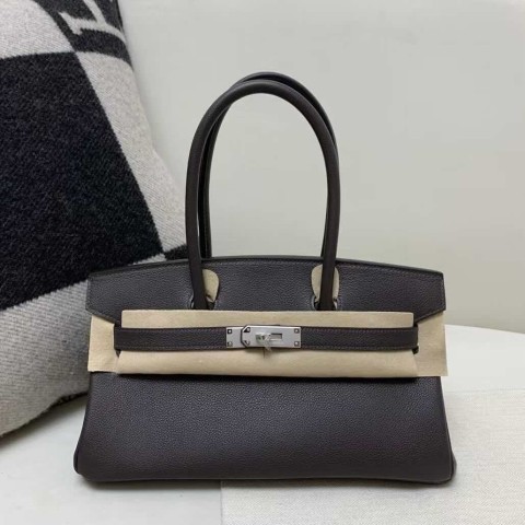 Hermès Shoulder Birkin 29 Evercolor Ebene with Palladium Hardware