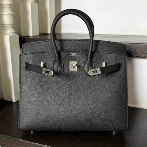 Hermès Birkin 25 Sellier Noir Epsom with Palladium Hardware