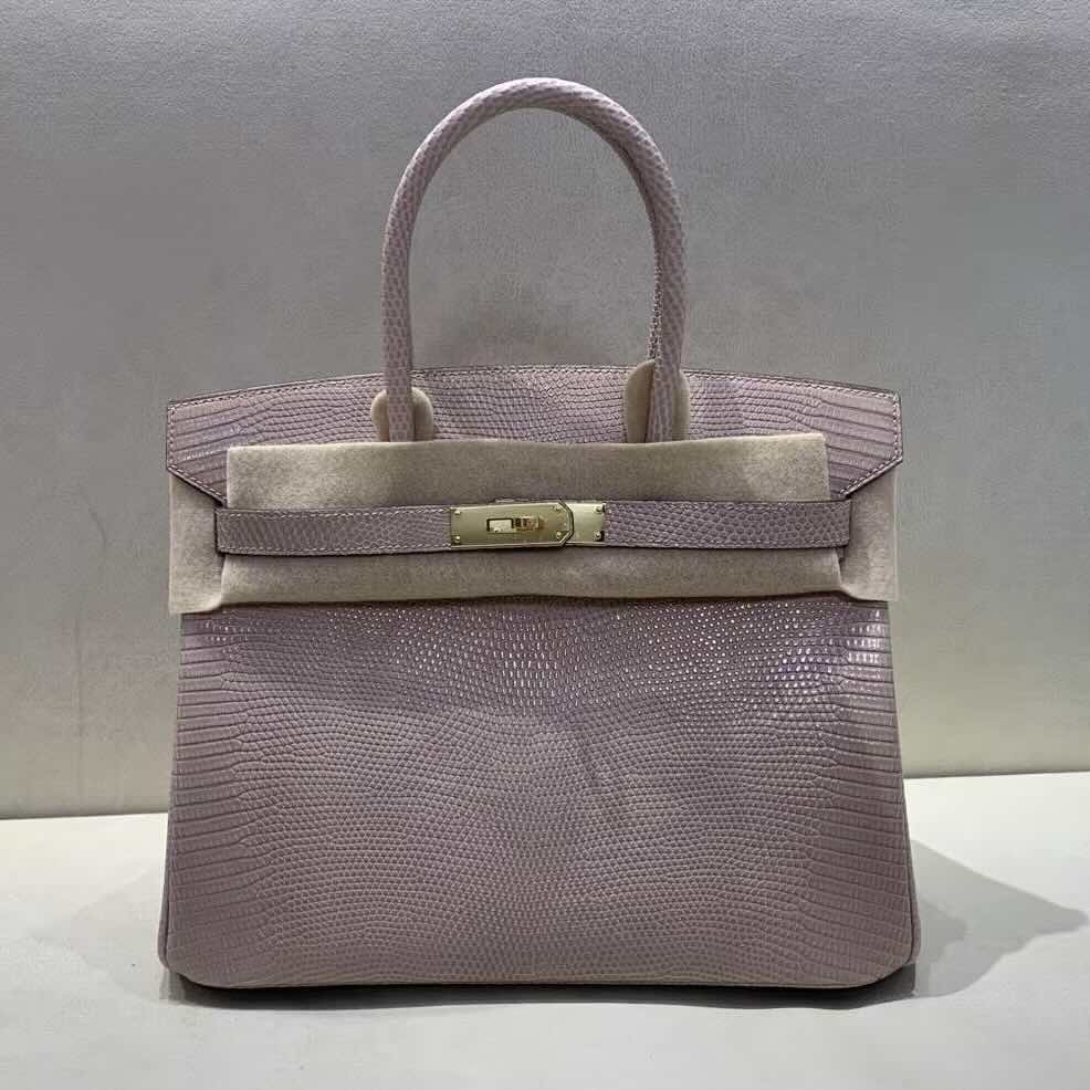 Hermès Birkin 25 Lizard Rose D’Été with Gold Hardware