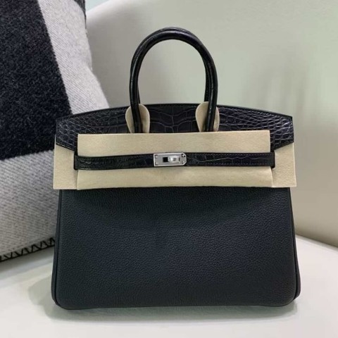Hermès Birkin 25 Touch Noir Togo and Matte Alligator with Palladium Hardware