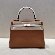 Hermès Kelly 25 Sellier Epsom Gold and Craie Bicolor with Palladium Hardware
