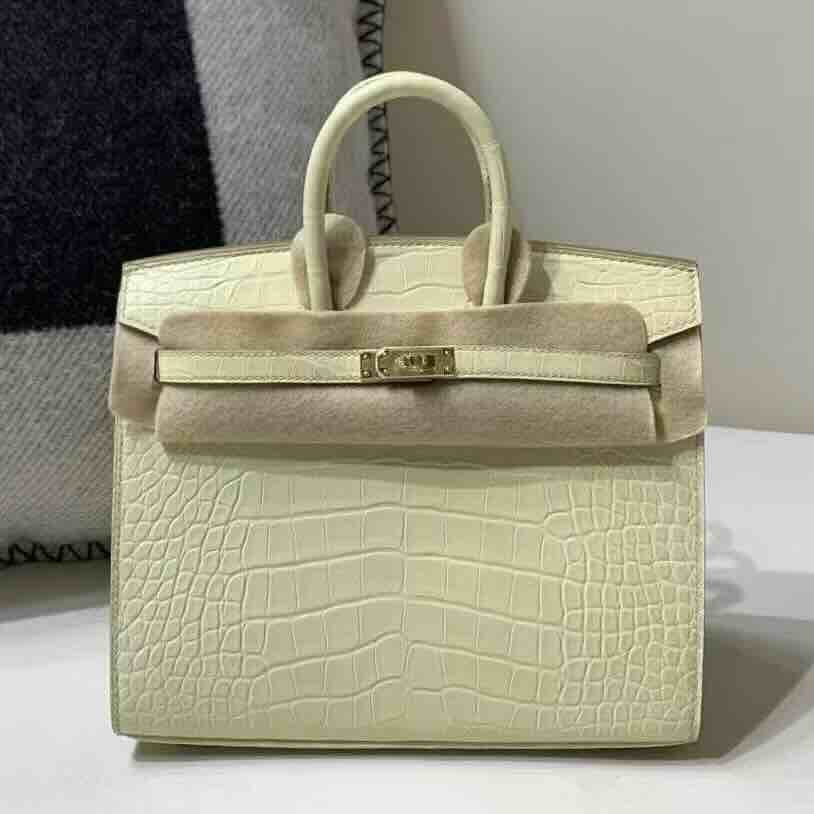 Hermès Birkin 25 Matte Alligator Beton with Gold Hardware