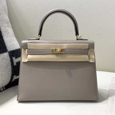 Hermès Kelly 25 Sellier Epsom Gris Tourterelle x Gold Hardware