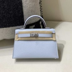 Hermès Mini Kelly II 20 in Epsom Leather, Bleu Brume, Palladium Hardware