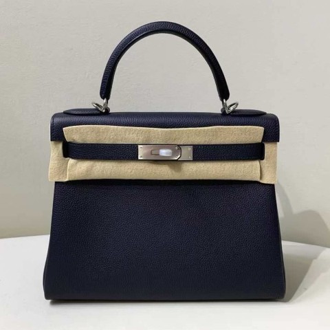 Hermès Kelly 25 Togo Noir x Palladium Hardware