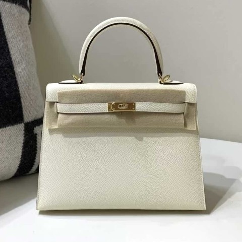 Hermès Kelly 25 Epsom Craie x Gold Hardware