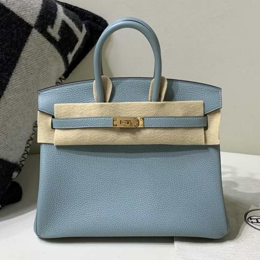 Hermès Birkin 25 Blue Lin Togo Leather / Gold Hardware