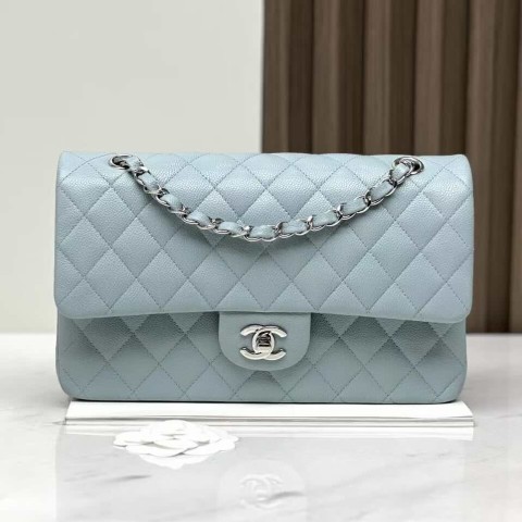 Chanel Classic Flap Medium 25cm Boutique Season Limited Misty Blue