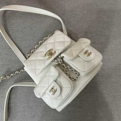 CHANEL 24A Duma Backpack – Fairy White (17.5×16.5×10cm)