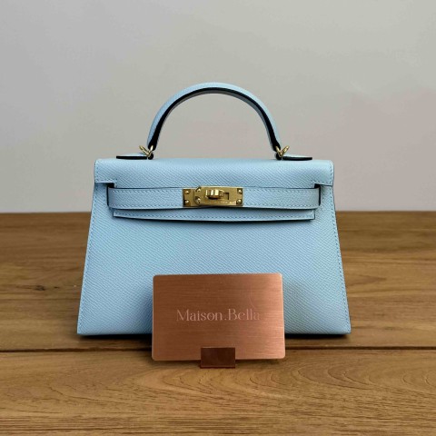 Hermès Mini Kelly II Sellier Blue Atoll Epsom with Palladium Hardware