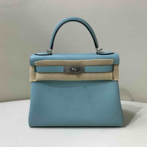 Hermès Kelly 25 Retourne Togo Celeste Palladium Hardware