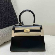 Kelly 20 Sellier Box Calf Noir Gold Hardware