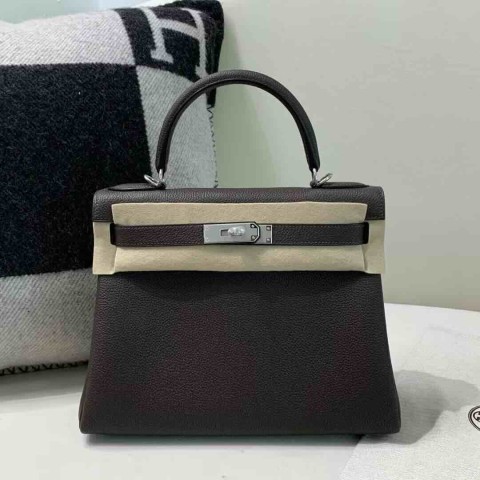 Hermès Kelly 25 Retourne Togo Ebene Palladium Hardware