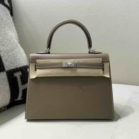 Hermès Kelly 25 Etoupe Epsom Palladium Hardware