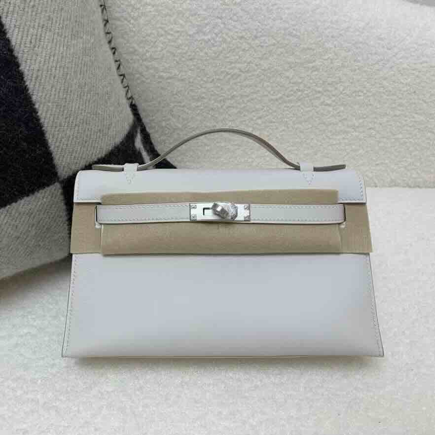 Hermès Mini Kelly I Retourne 20 Gris Lait Swift Leather / Palladium Hardware