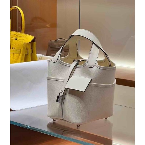 Hermès Picotin Lock Cargo 18 Nata Canvas x Swift Leather Palladium Hardware