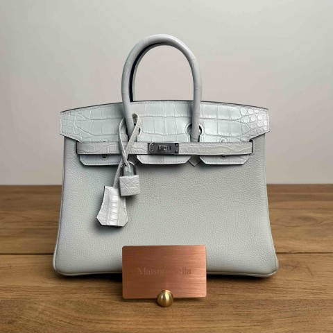 Hermès Birkin 25 Touch Vert Pizz Togo & Alligator with Palladium Hardware(Special leather)
