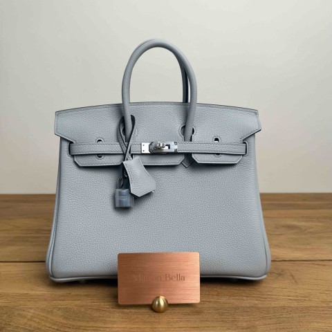 Hermès Birkin 25 Bleu Lin Togo Palladium Hardware(Special leather)
