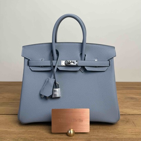 Hermès Birkin 25 Bleui Lin Togo Palladium Hardware