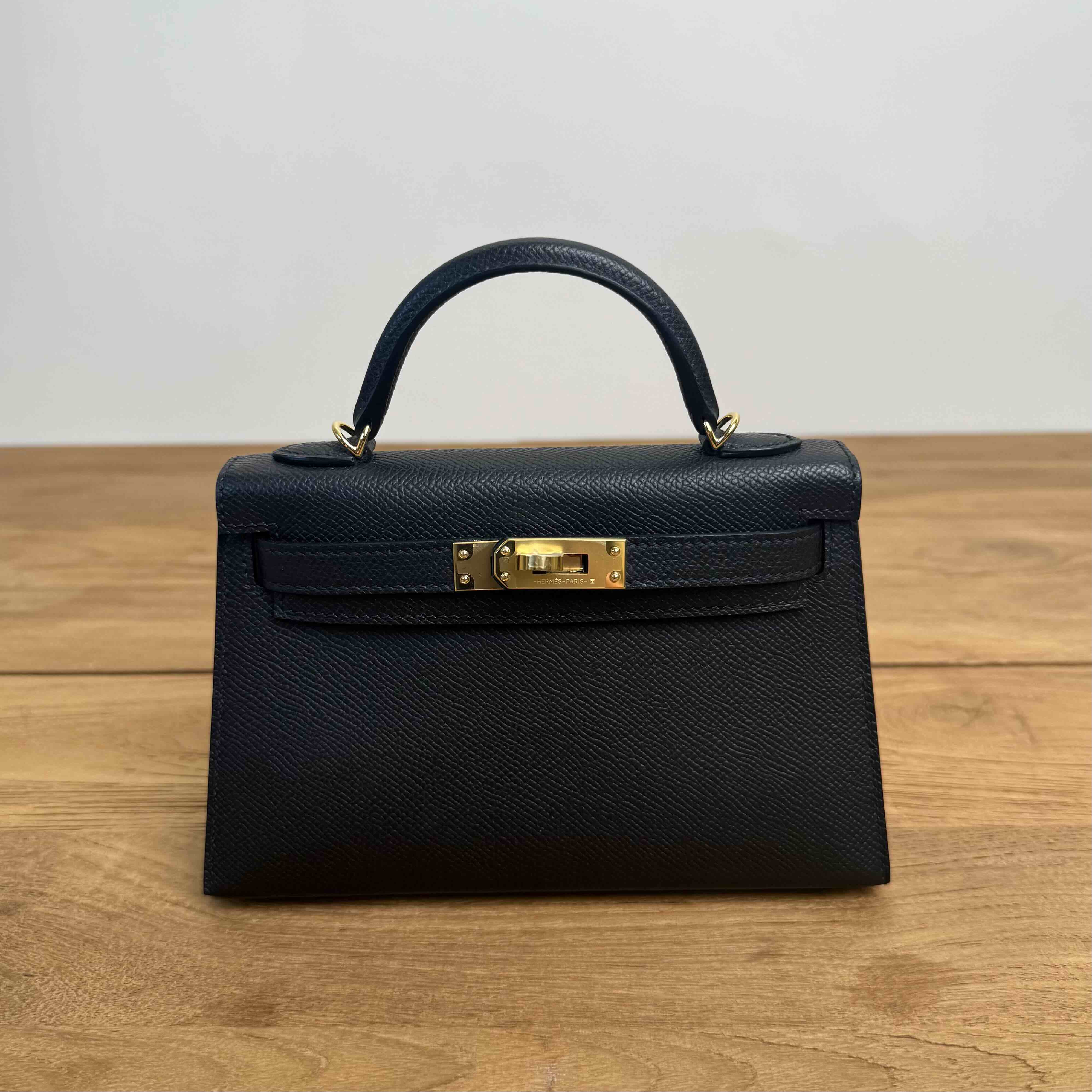 Hermès Kelly Mini II in Noir Epsom with Gold Hardware