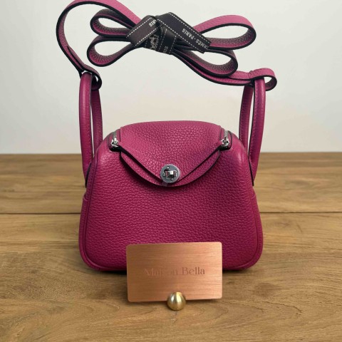Hermès Lindy Mini in Magnolia Clemence with Palladium Hardware