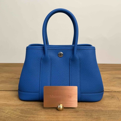 Hermès Garden Party 23 in Bleu Hydra Negonda Leather with Palladium Hardware